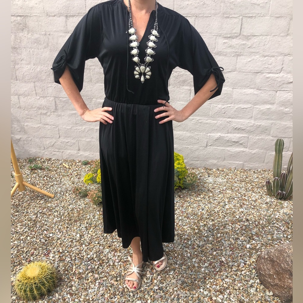 Vintage western retro bohemian black maxi dress - Picture 2 of 15